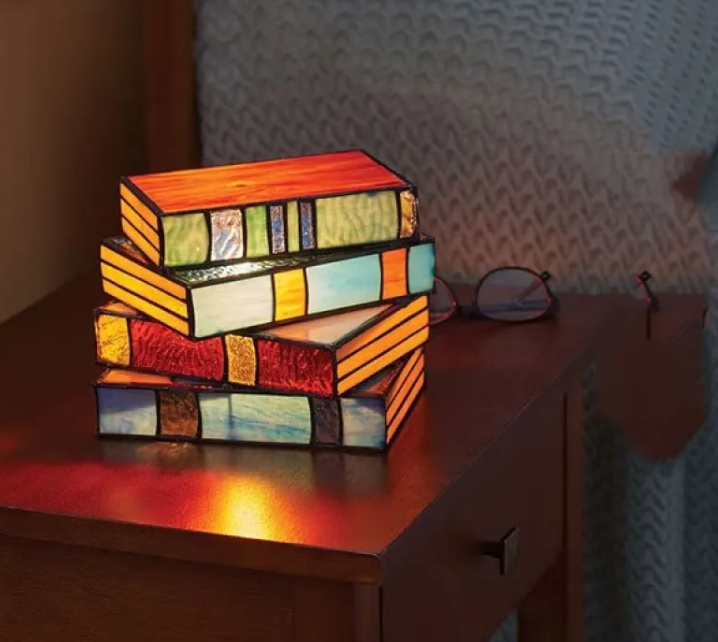 Mystic Library Stacked Books Lamp - Stonrift atmospheric home decor