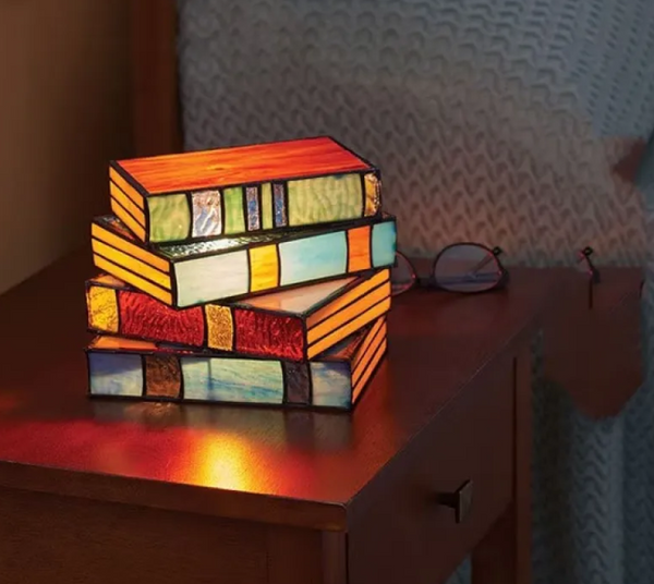 Mystic Library Stacked Books Lamp - Stonrift atmospheric home decor