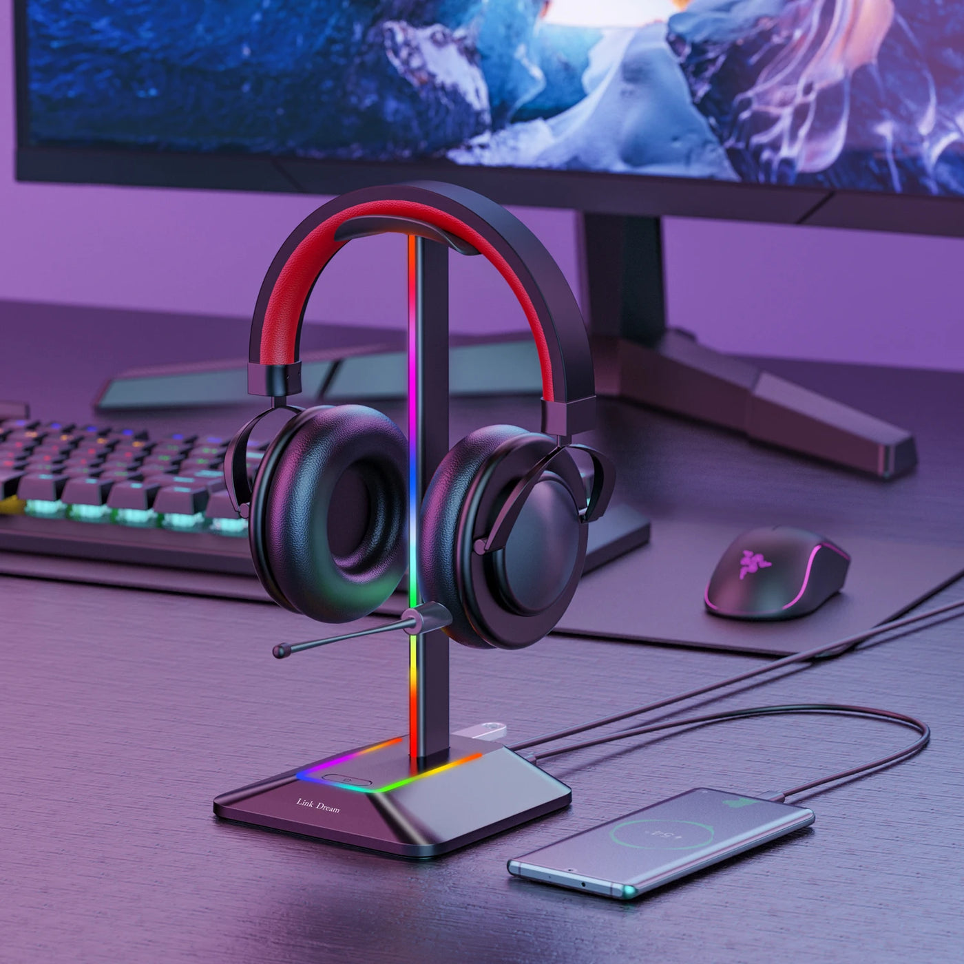 GlowDock RGB Headset Stand - Stonrift atmospheric home decor